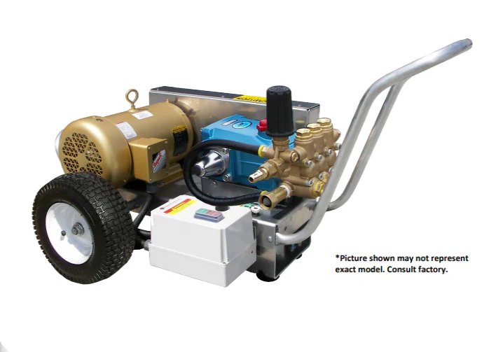 Pressure-Pro Eagle Series 3000 PSI @ 4.0 GPM 230V/3PH/17A/7.5HP CAT Pump Belt Drive EM3616T Motor Cold Water Electric Pressure Washer - Cart - Ysert