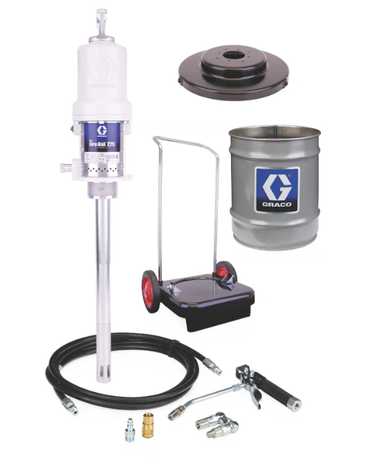 Graco 246913 Mini Fire-Ball® 225 50:1 35 Lb. And 50 Lb. (16 Kg And 23 Kg) Grease Pump - Cart-Mounted Pail Dispenser Package - Ysert