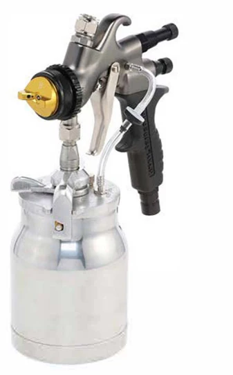 Apollo 7700 Metal Composite Matte Bronze HVLP Compressed Air Spray Gun w/ 1 QT ‐ Teflon Coated Bottom Type Cup - Ysert