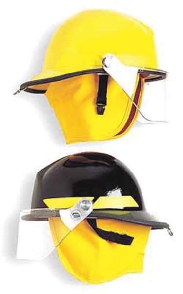 Bullard Fire Helmet, Modern Style (White, w/ Black NomexR) Ear/Neck Protector, Faceshield) - Ysert