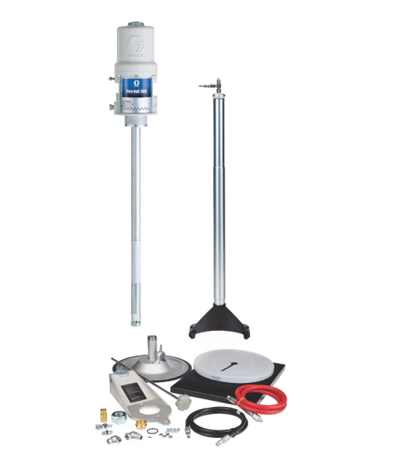 Graco 222073 Fire-Ball® 300 Series 50:1 120 Lb. (54 Kg) Grease Pump - Stationary Supply Topper-Inductor Package - Ysert