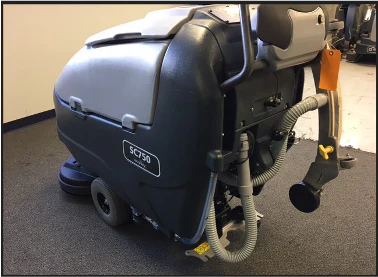 Refurbished Advance SC750™ 26D Walk-Behind Floor Scrubber Four 242 Ah wet batteries, EcoFlex™, shelf charger, pad holders - Ysert