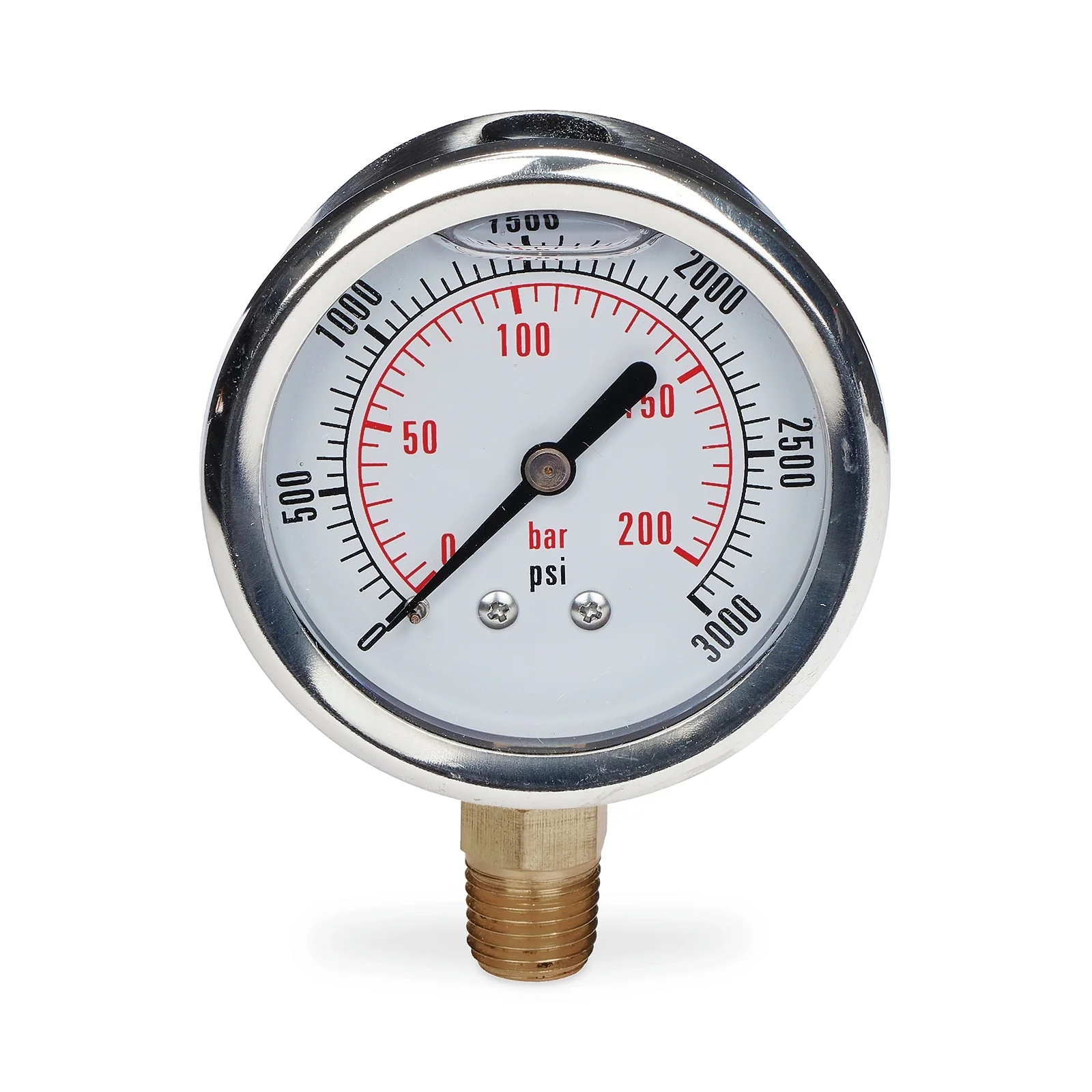 Pressure Gauge, Bottom-Mounted, 0-3000 psi, 2 1/2 in. Dial Diameter - Ysert