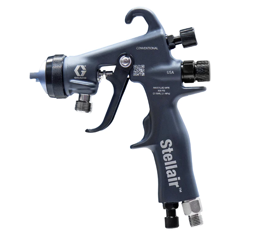 Graco 2004150 Stellair Air Spray Gun, Conventional, 0.110 in (2.8 mm), General Industry, PEEK Tip - Ysert