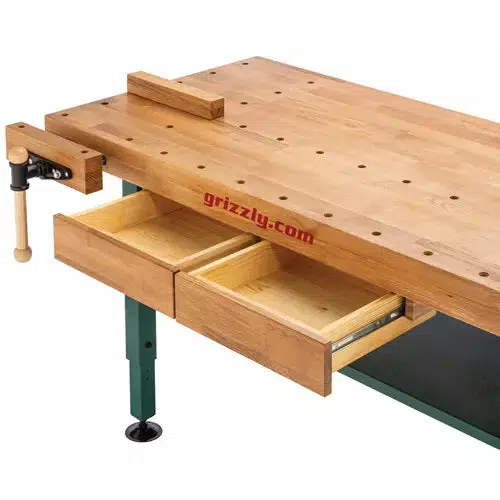 Grizzly T10157 - Heavy-Duty Oak Workbench with Steel Legs - Ysert