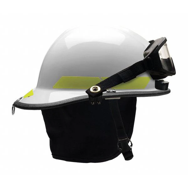 Bullard Fire Helmet, Modern Style (White, w/ Goggles and Integrated Light) - Ysert