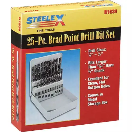 Steelex D1034 - Deluxe Brad Point Bit 25 pc. Set - Ysert