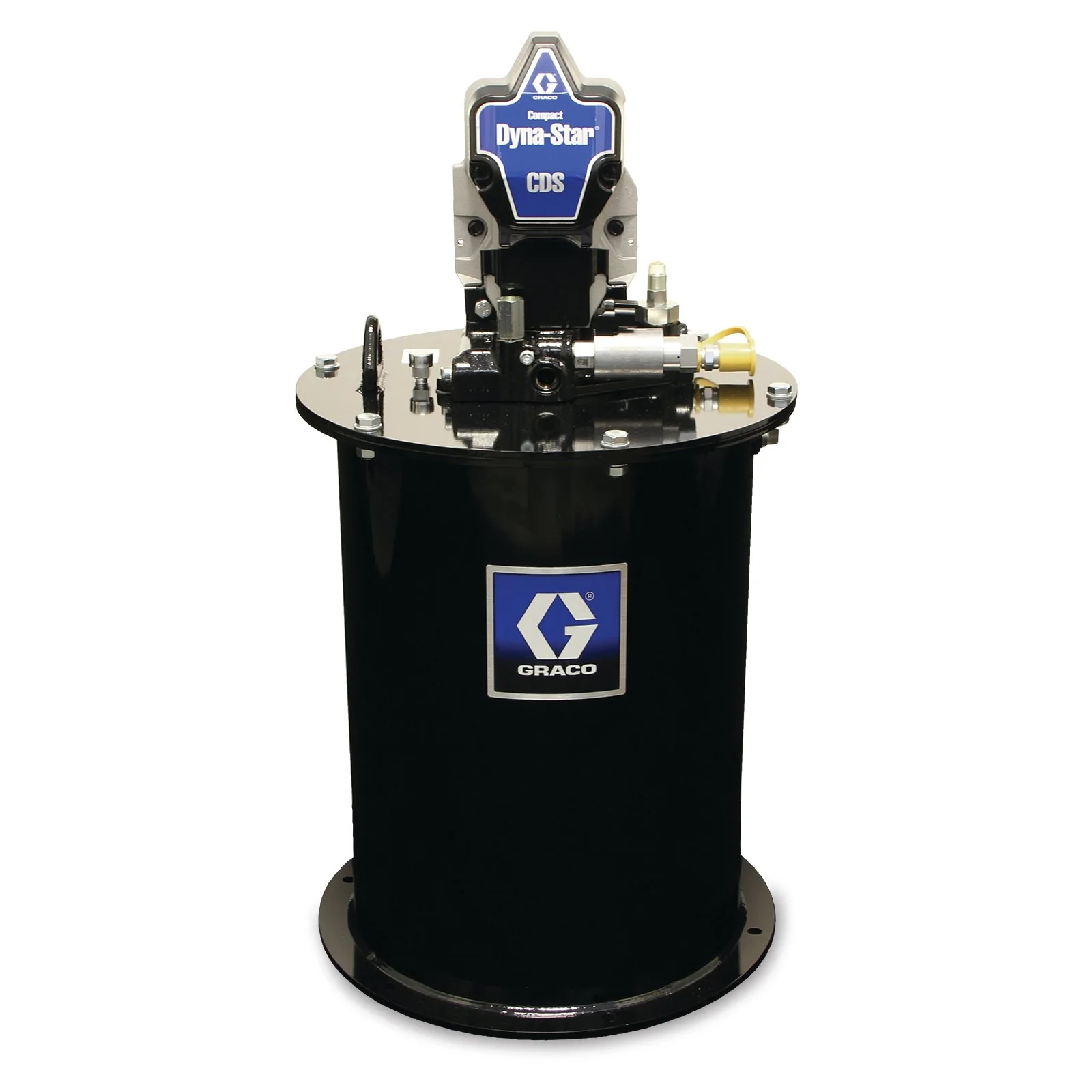 Graco Compact Dyna-Star® 24 VDC Vent-Valve Grease Pump and 60 lb Reservoir, Follower Plate, Low-Level Switch, Auto-Fill Shut Off - Ysert