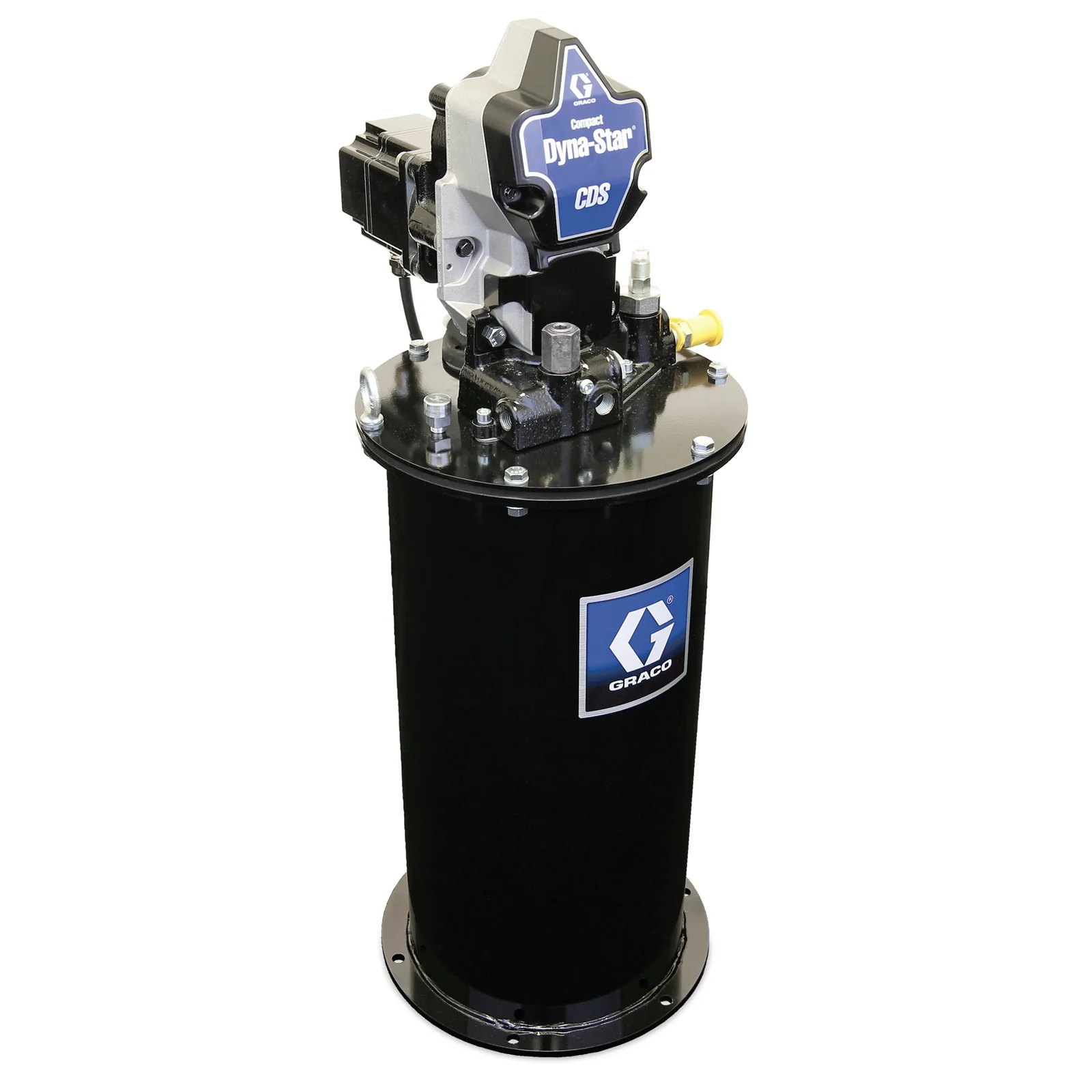 Graco Compact Dyna-Star® 24 VDC Series Progressive Grease Pump and 20 L Reservoir, Follower Plate, Level Reporting, Auto-Fill Shut Off - Ysert