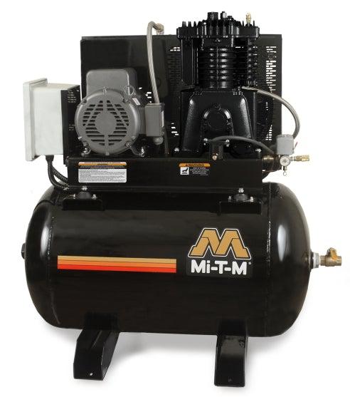 Mi-T-M Two Stage Electric Stationary Air Compressors - 23.5 CFM - 175 PSI - 7.5 HP - 80 gal - Simplex Horizontal - Ysert