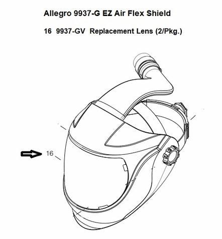 Allegro Ez Air Flex Shield Replacement Visor, 9937GV - Ysert