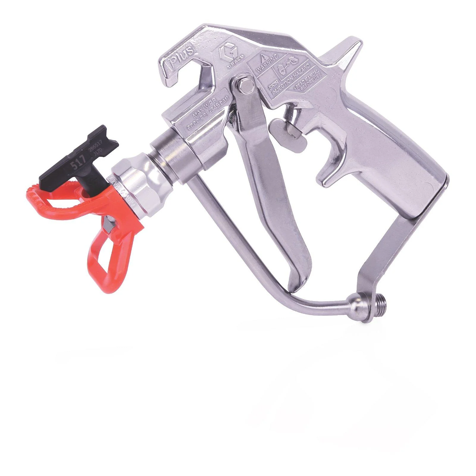 Graco 4-Finger Silver Gun with Tip Guard/Tip - 4,500 psi (310 bar) x 3/8 NPT(f) Inlet - Ysert