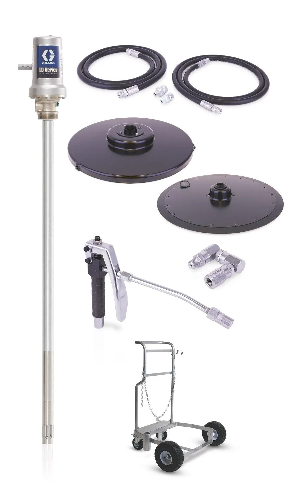 Graco LD Series 50:1 400 lb (180 kg) Grease Cart Mounted Pump Package - BSPP - Ysert
