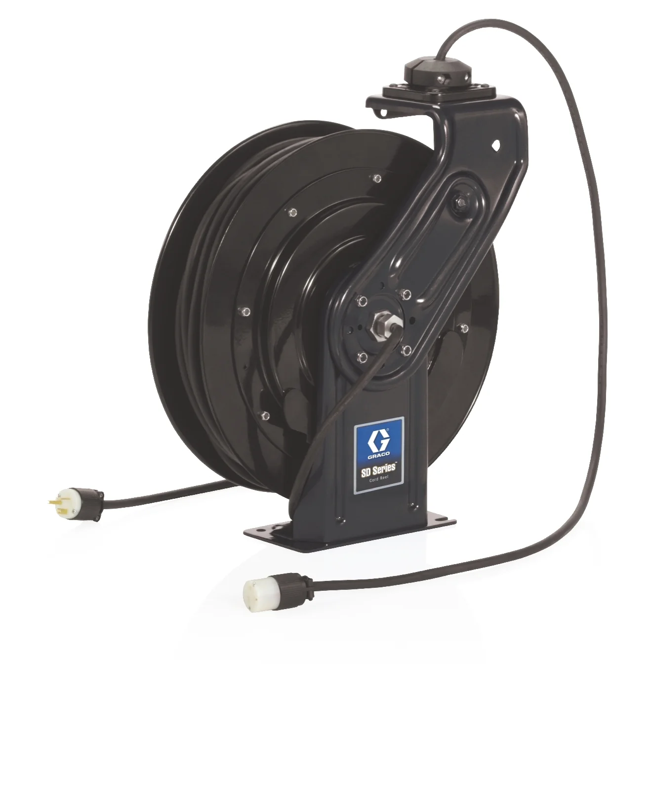 SD™ 5 Series 120 Volt Cord Reel - Single Industrial Receptacle - 35 ft (10 m), 12 AWG, 20 Amp Cord- Black - Ysert