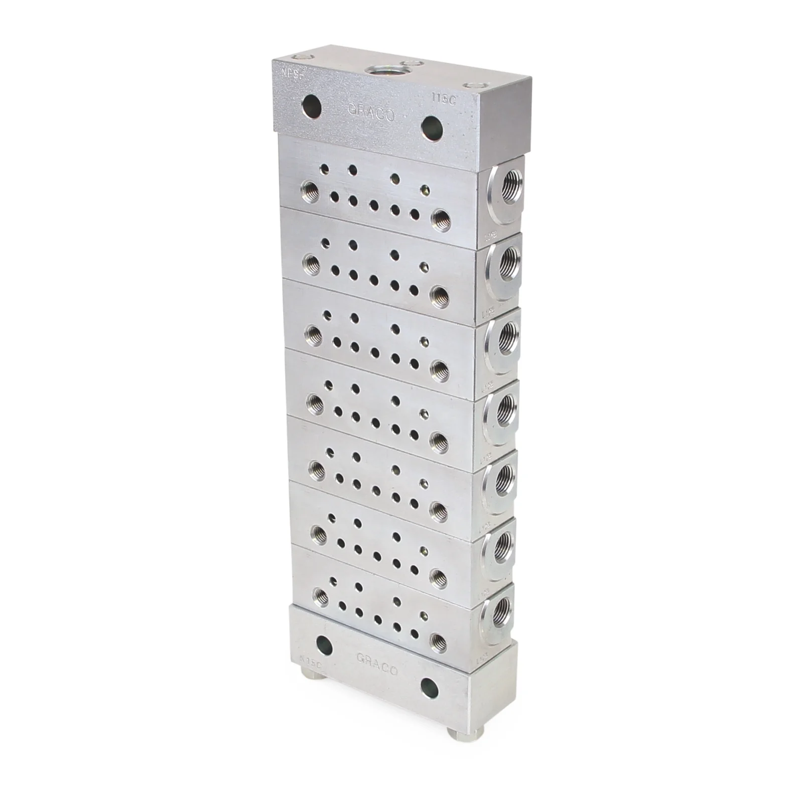 Graco Trabon® MSP Stainless Steel Divider Valve - 7 Section Base Plate Assembly, BSPP - Ysert