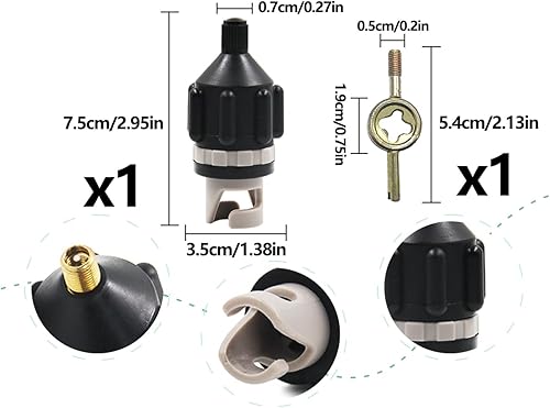 Adattatore valvola SUP, Adattatore Pompa Aria, Accessori compressore Gonfiabile Portatile, per Kayak, canotto, tavola da Paddle Stand up, Barca a Remi Gonfiabile, tavola SUP (Nero) - Ysert