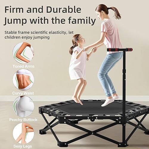 Trampolino rimbalzante Pieghevole, Mini Trampolino Mini Fitness Silenzioso per Allenamento a casa con barretta Regolabile, Trampolino di Esercizio Silenzioso per Allenamento Personale Interno - Ysert