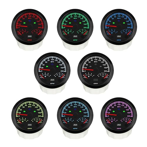 ELING Tachimetro GPS da 85 mm Contachilometri 120 km/h con indicatore del livello del carburante 12 V con retroilluminazione a 7 colori per motoscafi per camion - Ysert