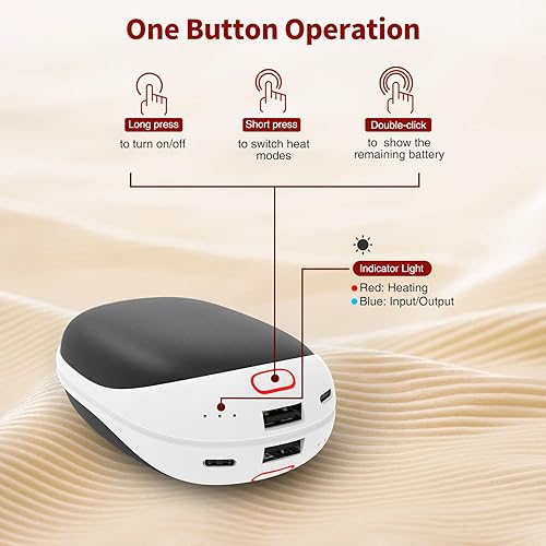 Scaldamani Ricaricabile 10000mAh, Scaldamani Elettrico portatile Power Bank, Scaldamani Riutilizzabile, Scaldamani Tascabile per l'esterno, Regalo Invernale per Bambini Donne Uomini - Ysert