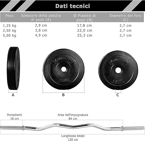 Set di curl MOVIT SZ 23,5kg 35kg o 55kg, set di manubri 65kg o 95kg, con bloccaggi a stella + piastre pesi - Ysert