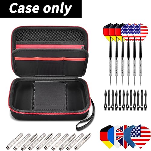 Organizer per freccette con punta in acciaio e punta morbida, 6 pezzi, adatto per punte per freccette, aste, voli e accessori (solo scatola) – nero - Ysert