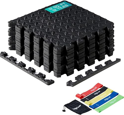 Yes4All 60x60 cm fino a 11,1 m² Set 6/12/30 Piastrelle per pavimenti in schiuma EVA, tappetino in schiuma, tappetino per palestra, tappetino ad incastro per garage, piscina all'aperto - Ysert