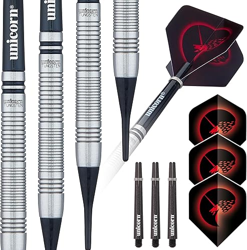 Unicorn - Set di Freccette con Punta Morbida, Corpo in tungsteno, 17 g, 18 g, 19 g o 20 g - Ysert