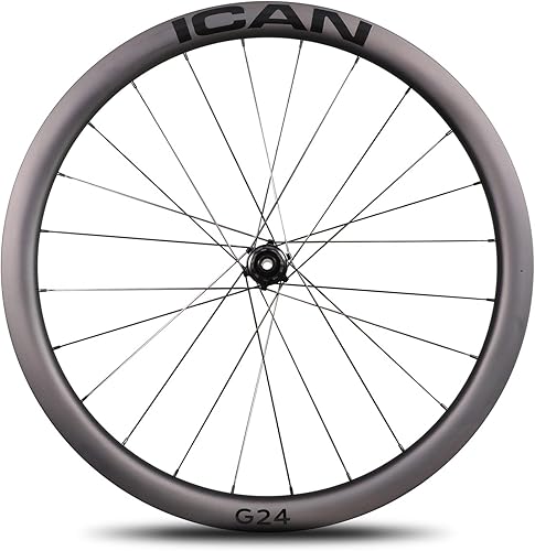 ICAN 700C G24/G25 Carbon Gravel Bike Disc Wheelset 40mm-24mm Larghezza Interna/50mm Profondità-25mm Larghezza Interna Copertoncino Tubeless Ready Wheelset Blocco Centrale Asse Passante 10/11 - Ysert