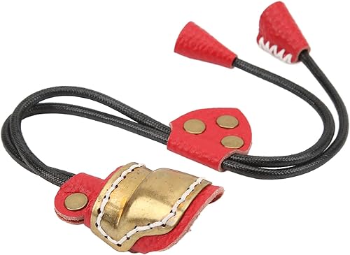 Tiro con L'Arco Protezione per Le Dita per Pollice in Ottone e Pelle per Tiro con L'Arco Tradizionale Attrezzatura All'aperto (Rosso) - Ysert