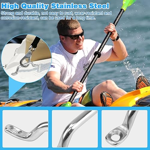 12 Pezzi Kayak Deck Loops Barca Top Pad Eye Strap Cinghie a Occhiello in Acciaio Inox Occhiello Pad per Kayak Canoa Deck Loops Kayak Pad Eye per Barca Marina Kayak Canoa Rigging, 6mm - Ysert
