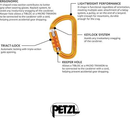 Petzl M39A TL NEW Sm'D Moschettone Asimmetrico Ultra-Leggero, Triact-Lock, Giallo - Ysert