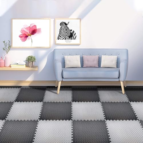 DOOHALO Tappetino per esercizi a puzzle, tappetino protettivo per palestra, 60 x 60 cm, cuscini in gomma antiscivolo, tappetini in schiuma EVA ad incastro per casa, fitness, sport, yoga, allenamento - Ysert