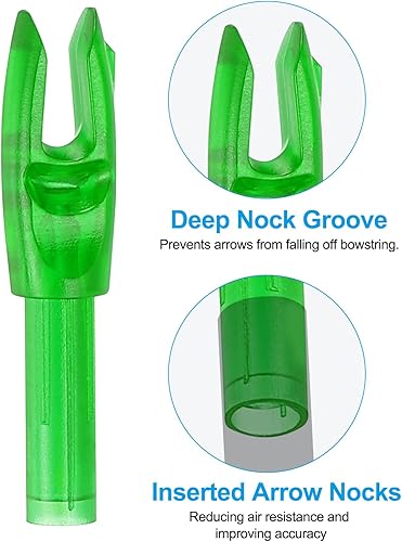 Frecce per Tiro Arco Nocks 4,2mm 0,165', 50pz Inserto Chiari Nock Frecce di Ricambio per Frecce Caccia Arco Composito Arco Ricurvo, Verde - Ysert