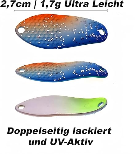 Messeneuheit 2024 - Set di spoon per trote, ultra leggero (selezionabile 2,5 g/1,7 g), accessori per la pesca alla trota - Ysert
