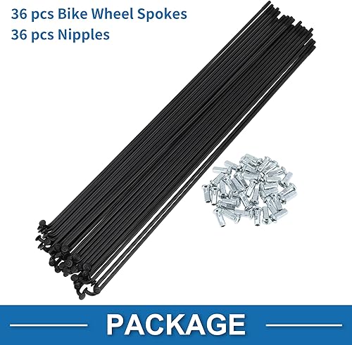 Raggi per Bicicletta 12G Lunghezza 260mm Raggi Ruota Bici in Acciaio al Carbonio Nero 1 Set - Ysert