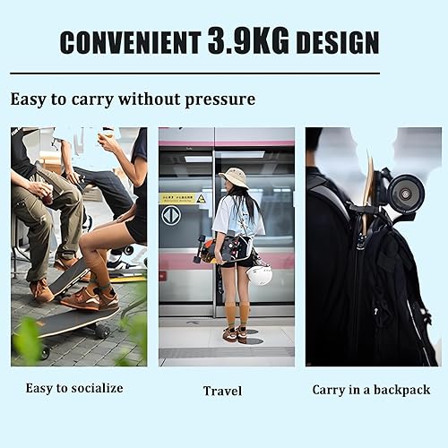 ErShangMao Skateboard Elettrico Portatile Cruiser - Longboard Elettrico Leggero con Telecomando, velocità Massima 15 Km/Autonomia 8 Km | per Principianti, Adolescenti E Adulti - Ysert