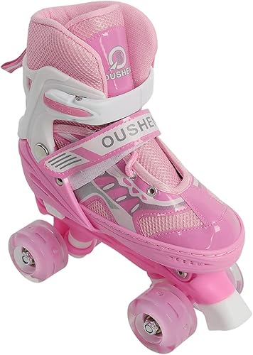 Pattini in linea/pattini Quad per bambini con/senza ruote luminose, misura regolabile da 31 a 38 comodi e traspiranti Inline-Skates Roller Skates per ragazze e ragazzi adolescenti principianti - Ysert