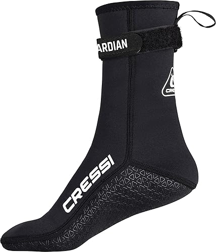 CRESSI Guardian Neoprene Socks 2mm - Calzari Alti o Medio Alti in Neoprene 2mm con Cinturino Strap, Ideali per Tutti gli Appassionati di Sport Acquatici, Nero, Unisex - Ysert