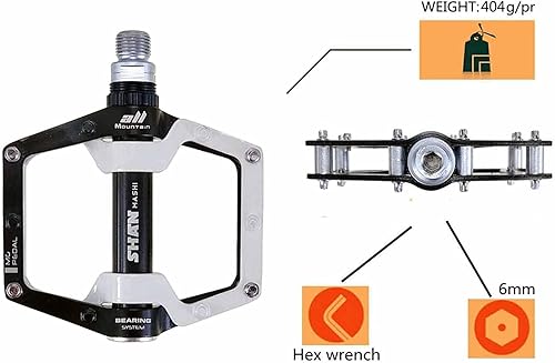 Pedali per bicicletta, in lega di alluminio, per mountain bike, con pedali antiscivolo rimovibili - Ysert