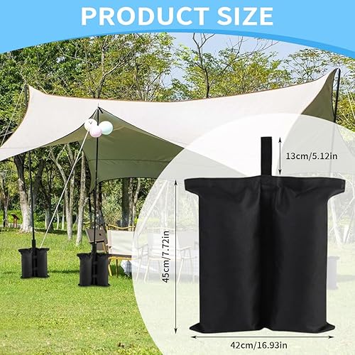 QOCUILC Set di 4 Sacchi di Sabbia per Gazebo e Ombrelloni, Pesi Zavorra a Doppia Camera, Fissaggio Facile, Caricabili Fino a 7kg, per Tende, Treppiedi e Altro, Nero - Ysert