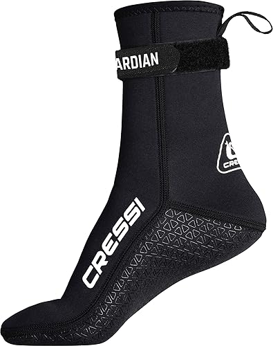 CRESSI Guardian Neoprene Socks 2mm - Calzari Alti o Medio Alti in Neoprene 2mm con Cinturino Strap, Ideali per Tutti gli Appassionati di Sport Acquatici, Nero, Unisex - Ysert