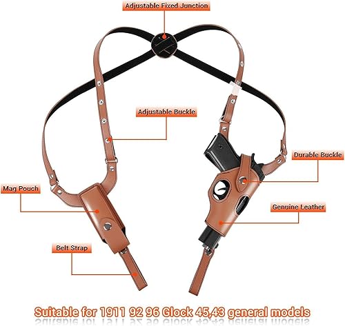 Tattica Nascosta Pistola Fondina Militare Pelle Spalla Ascella Pistola Pistola Portare Sacchetto per G17 19 Accesso alla Caccia - Ysert