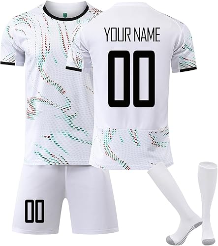 25/26 Set di Maglia da Calcio per Bambino Maglietta Calcio Personalizzata Ragazzi CalcioAllenamento con Il Tuo T-Shirt Nome e Numero con Pantaloncini e Calzettoni - Ysert