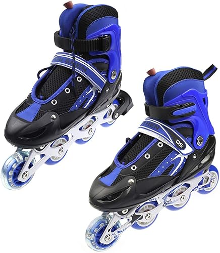 Pattini in linea/pattini Quad per bambini con/senza ruote luminose, misura regolabile da 31 a 38 comodi e traspiranti Inline-Skates Roller Skates per ragazze e ragazzi adolescenti principianti - Ysert