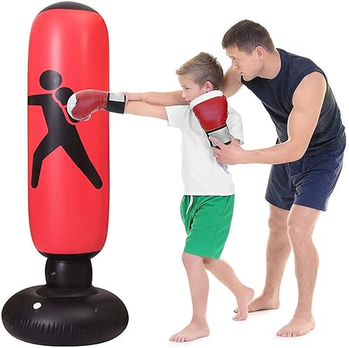 Sacco da Boxe Gonfiabile per adulti Bambini 160 cm,Sacco da Boxe Gonfiabile Tumbler a Colonna per Taekwondo, praticare Karate,per sollievo dallo stress,praticare - Ysert