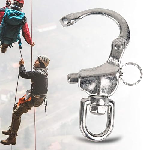 Moschettone a Scatto Occhiello Girevole, moschettone per Arrampicata su Roccia da Alpinismo Gancio a Scatto rapido con Rotazione in Acciaio Inossidabile 316(16 * 87mm) - Ysert