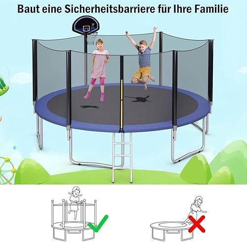 Ø244 cm / 306cm / 366cm / 427cm Rete di Sicurezza del Trampolino per trampolini da Giardino, Rete di Ricambio con Cerniera e Fibbie, Altezza griglia 163 cm / 180 cm - Ysert