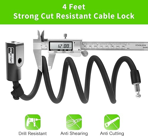 Lucchetto per Monopattino Elettrico, eMjollRay Lucchetto per Bicicletta con 2 Chiavi, Livello di Sicurezza Molto Alto Antifurto Lucchetto Monopattini, Lucchetto Monopattino per Moto,Bicicletta,Scooter - Ysert