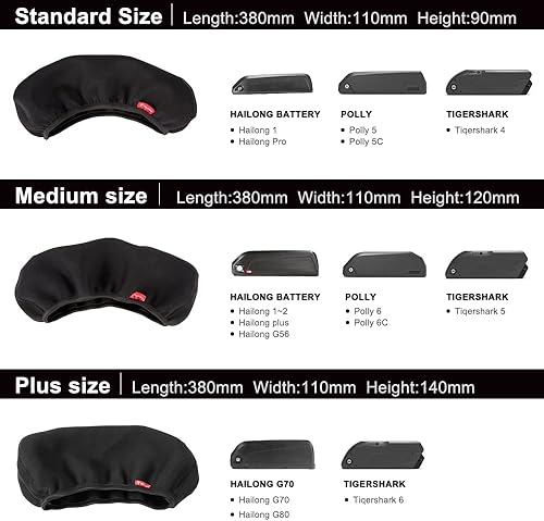Protezione della batteria 36V/48V per e-bike, borsa antipolvere impermeabile, custodia protettiva per batteria (nera, Taglia Standard) - Ysert