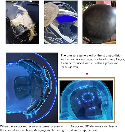 Imbottitura in schiuma per casco Klanata, imbottitura per moto Acouoto con vestibilità universale e protezione della testa a 360°, dotata di assorbimento degli urti con tasca - Ysert